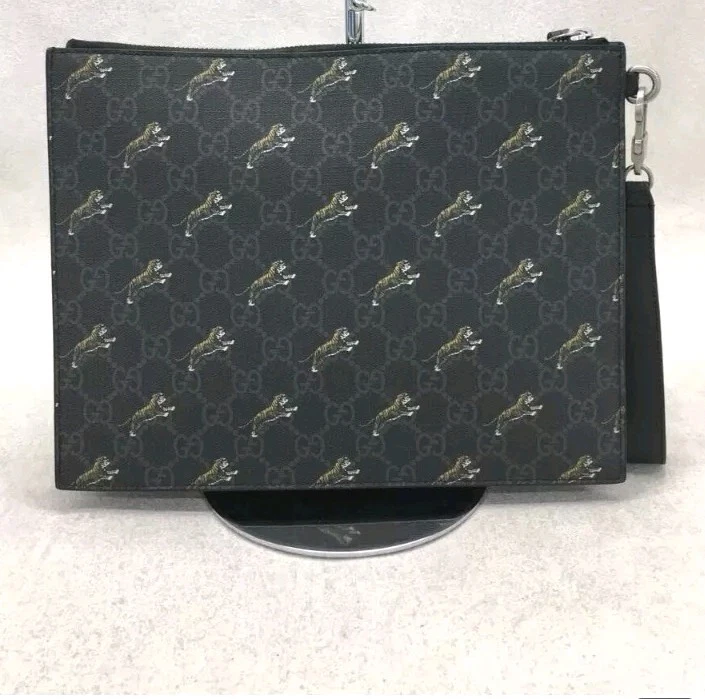 Bolso de Mano GUCCI GG Supreme Patrón Tigre Negro Unisex Raro Usado A Foto 3 de 4