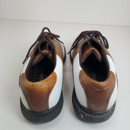 FOOTJOY Superlites Men's Size 8M White & Brown Saddle Golf Shoes Cleats 58049 - Picture 3 of 10