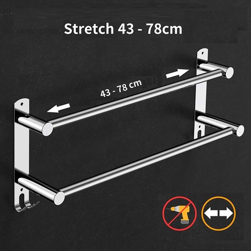 Stretchable 45-75 cm Towel Bar for Bathroom and Kitchen (Two Bars) - Picture 2 of 9