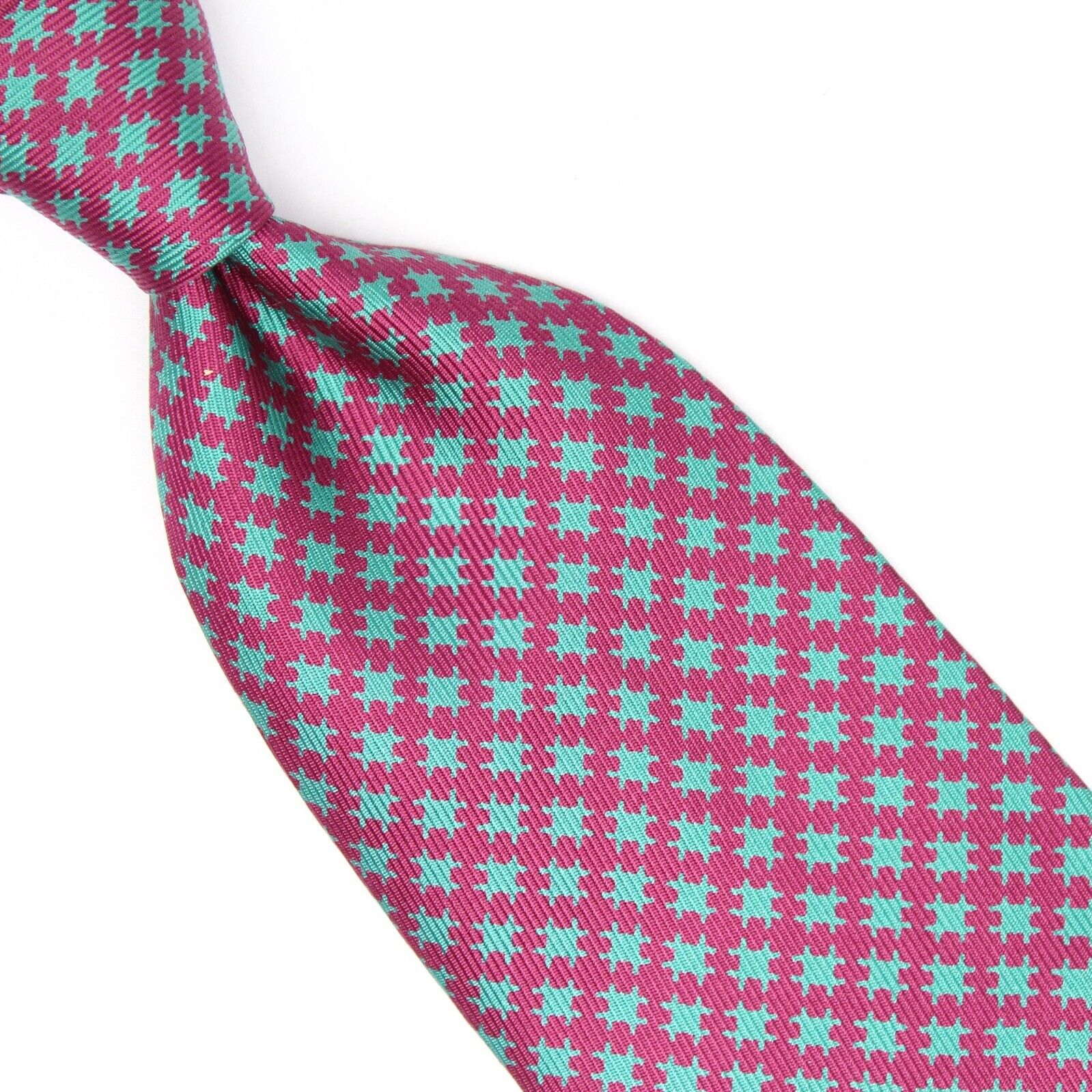 Alfred Dunhill Mens Silk Necktie Burgundy Teal Ch… - image 1