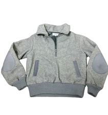 Vintage Green Mountain Woolens 1/4 Zip Bomber Jacket Gray Elbow Patch Size Small