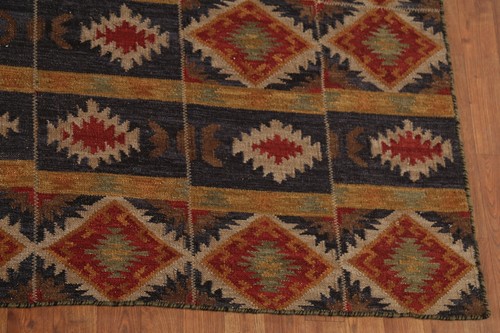 Alfombras hechas a mano Kilim Kelim tejido plano alfombra de lana geométrica vibrante 8x10 ft - Imagen 5 de 13