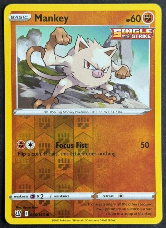 Mankey 66/163 Battle Styles Reverse Holo Common Pokemon Card Pokémon TCG