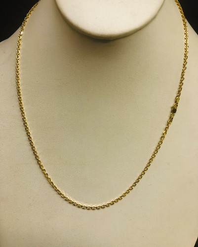 18k Yellow Gold 2.6mm Diamond Cut Classic Pendant Cable Chain Necklace 20" 10gr