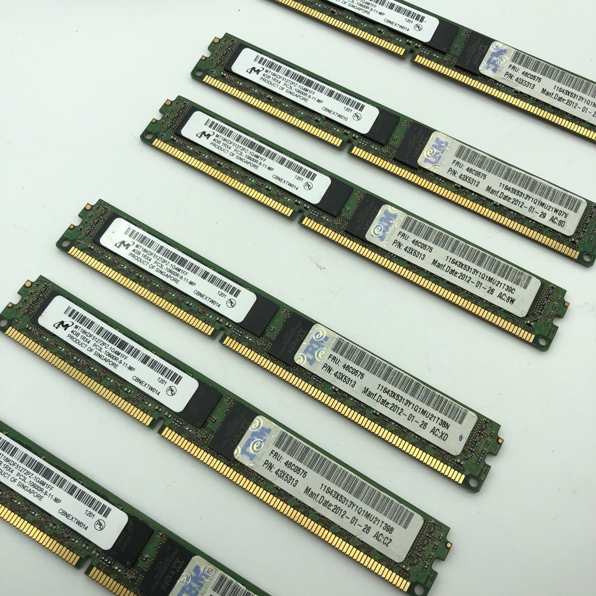 8GB RAM 2 Micron 4GB Server Memory 1Rx4 PC3-10600R IBM 43X5313