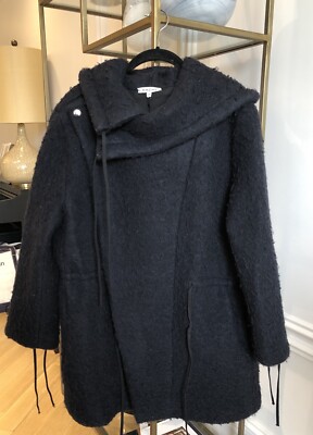 HACHE Women's Jacket Wool Coat Stylish Size 38/4 Navy PARKA ITALY