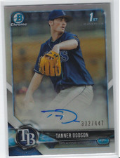 TANNER DODSON 2018 BOWMAN DRAFT CHROME ON CARD 1ST AUTO REFRACTOR /447