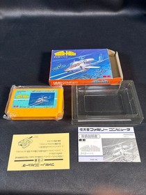 D074 Tiger Heli Famicom with box, instructions, tray, and caution paper Ponica