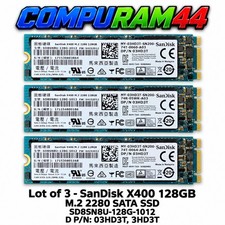 LOT OF 3 SanDisk X400 128GB M.2 2280 SATA SSD SD8SN8U-128G-1012 DPN 03HD3T 3HD3T