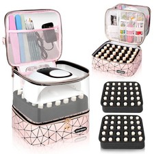 Clear Nail Polish Organizer Holds 60 Bottles (15ml/0.5fl.oz)& Nail Lamp, Doub...