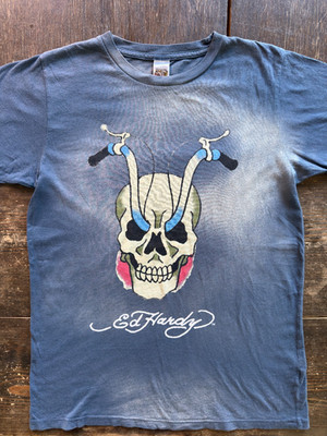 Vintage Ed Hardy Skull Headphones Shirt Christian Audigier USA Small Designer