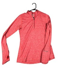 Nike Dri Fit Element Running Top Women's Small Red Quarter Zip Thumbholes