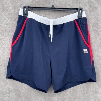 Reebok Shorts Mens Medium Blue Red Colorblock Running Gym Training Athletic