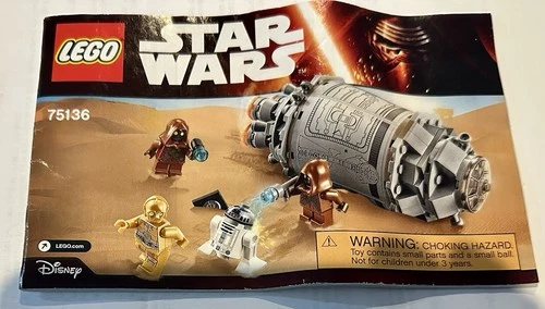 LEGO Droid Escape Pod 75136 Star Wars Complete Set R2-D2 C-3PO Jawa
