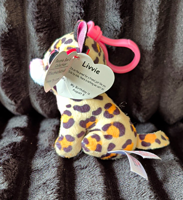 Ty Beanie Boos Livvie Leopard Clip Plush Keychain 2016 MPN 37385
