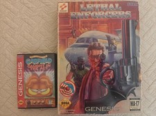 Lethal Enforcers Sega Genesis Game w/ Light Blue Gun CIB & Garfield - *READ*