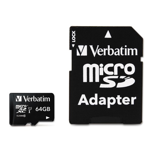 Verbatim microSDXC Memory Card with SD Adapter Class 10 64GB 44084 - Picture 2 of 4