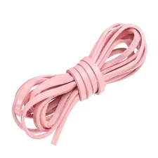 Flat Leather Cord, 3.3 Yard 4mm Leather String Strips for DIY Crafts Pink