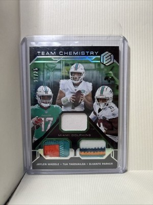 2021 Panini Elements Team Chemistry Tua Tagovailoa, Jaylen Waddle patch /25 