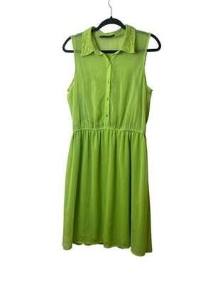 Maurices Sleeveless Button Front Neon Lime Tank Dress Sz L