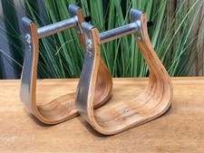 Metal Bound Wooden Western Saddle Stirrups  2" Deep  New