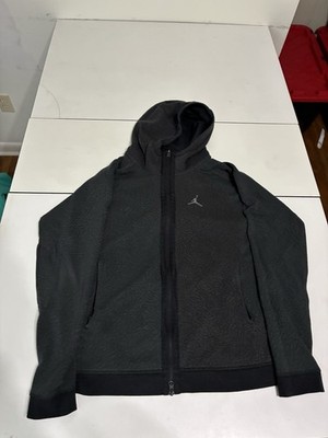 Nike Air Jordan Jacket Large Black Elephant Print Full Zip Hoodie Streetwear Y2K