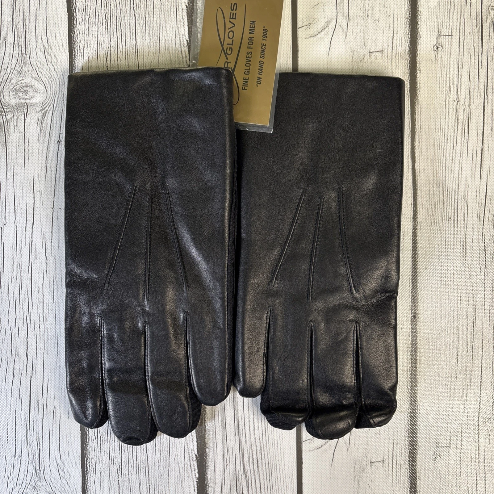 LAUER LITE GENUINE LEATHER BLACK FINE GLOVE FOR MEN ONE SIZE FITS ALL JUMBO SIZE