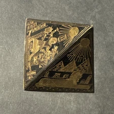 Egyptian Revival Engraved Brass Pyramid Paperweight