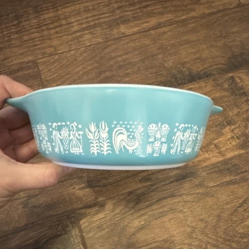 PYREX Butterprint Blue Milk Glass Mixing Bowl 471 Rooster Farm MCM