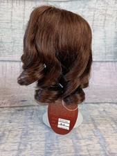 Playhouse YVETTE Doll Wig Human Hair Size 8-9 Dark Brown Long Curls and Bangs