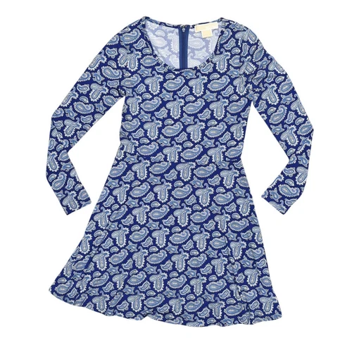 Abito Michael Kors blu paisley P petite fit e svasato girocollo poliestere