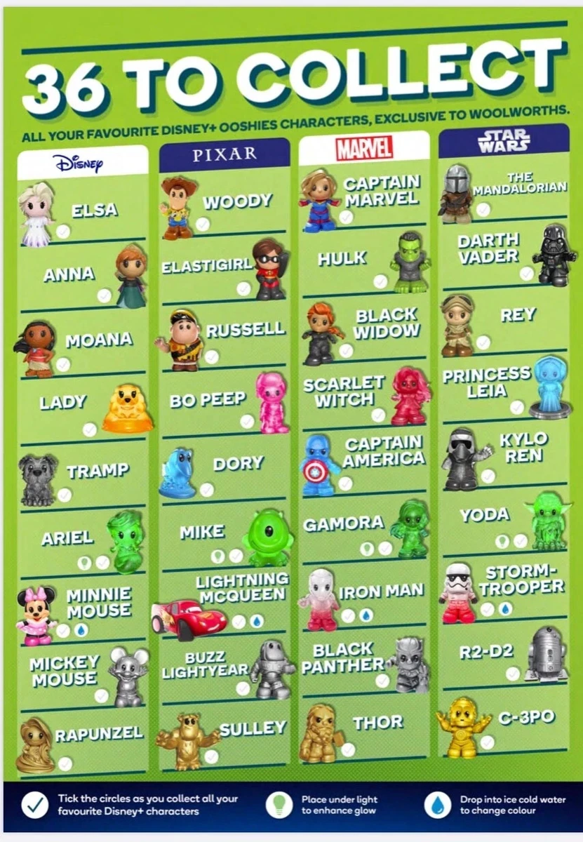2020 Woolworths Disney OOSHIES Disney Marvel STAR WARS Packs ~ Select Packet