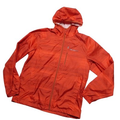 Columbia Jacket Mens Medium Orange Hooded Full Zip Lightweight Windbreaker