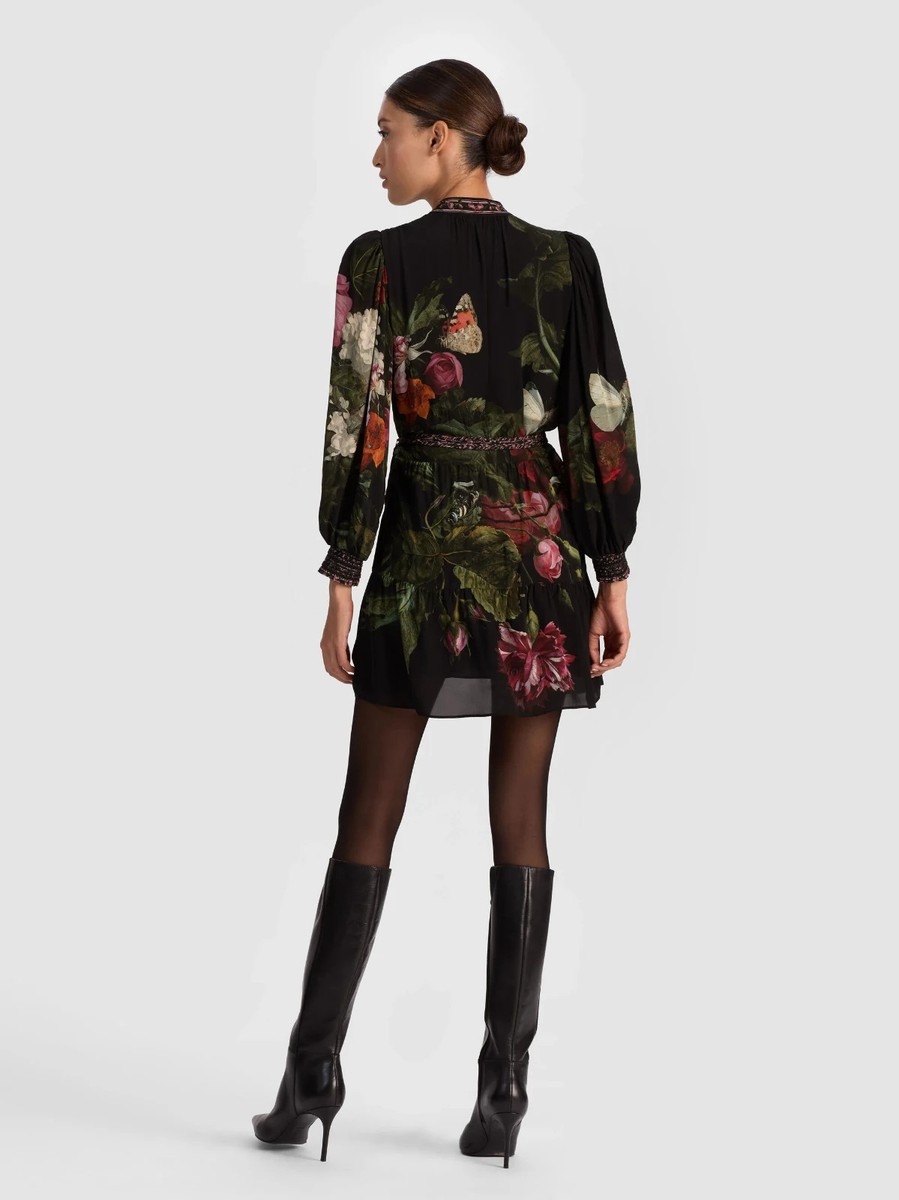 antonette long sleeve button front mini dress ANTONETTE LONG SLEEVE BUTTON FRONT MINI DRESS in DAWN FLORAL
