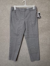 Liz Claiborne Emma Ankle Dress Pants Women 10 Black White Slimming Stretch NEW