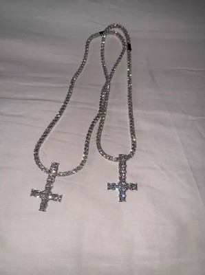 Upside Down Cross Chain Necklace Playboi Cart Opium Diamond Tennis