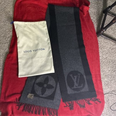 Louis Vuitton M70482 Echarpe Cardiff AB1220 Scarf Wool & Cashmere Black x Gray