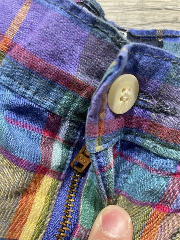 1970s Polo Ralph Lauren Dress Pants 27x29.5 True Vintage Plaid Colorful Obscure - Image 4 of 4