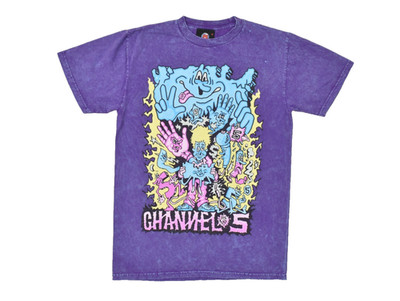 Channel 5 News Andrew Callaghan Purple Acid Wash Graphic T-Shirt Size M Tee