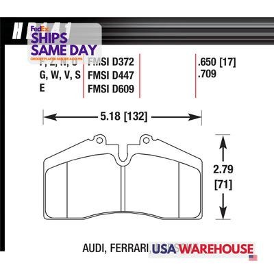 Hawk Brake HB141U.650, Set of 4 Brake Pads Dtc-70 Fits Audi Ferrari Porsche 