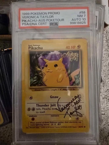 Pikachu Poketour PSA 7 - Veronica Taylor Auto 10 Signature