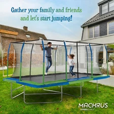 Upper Bounce Mega Trampoline with Fiber Flex Enclosure System, 10' X 17'