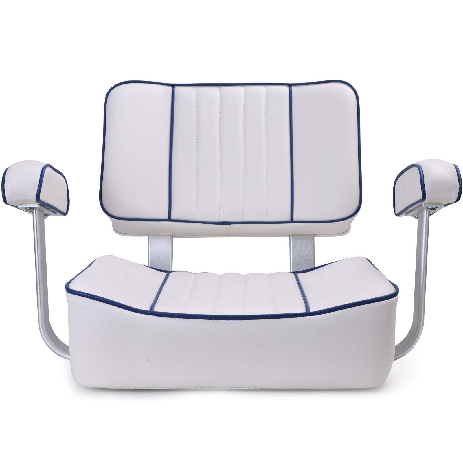 NORTHCAPTAIN Pontoon Captain Bucket Seat with Armrest,White/Blue Piping