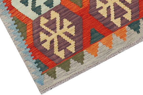 Afghan Maimana Kelim Teppich 80x300 Handgewebt Läufer Bunt Geometrisch o - Picture 5 of 5