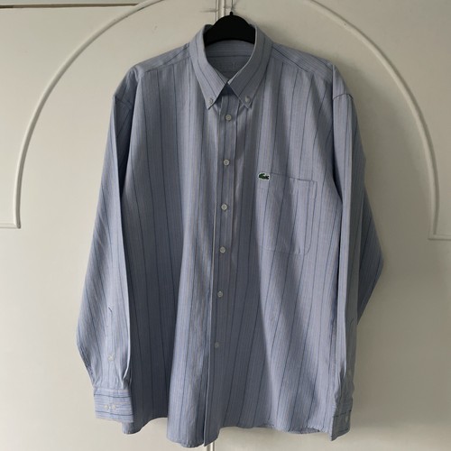 Men’s Lacoste Shirt Size Medium Blue, Yellow, Brown & White Stripe