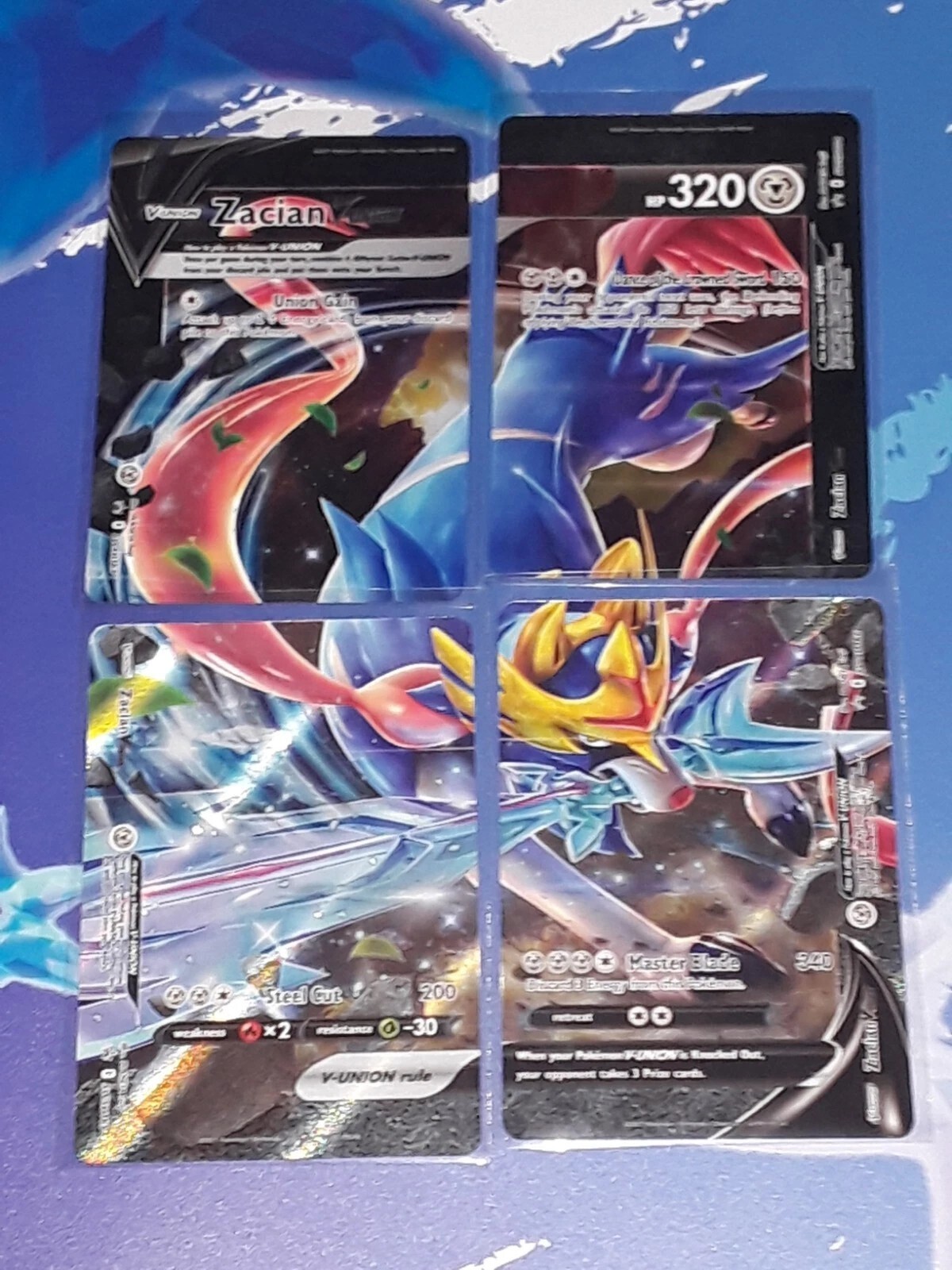 Zacian V Union 4 Card Set Promo SWSH 163, 164, 165, & 166 Pokemon TCG 