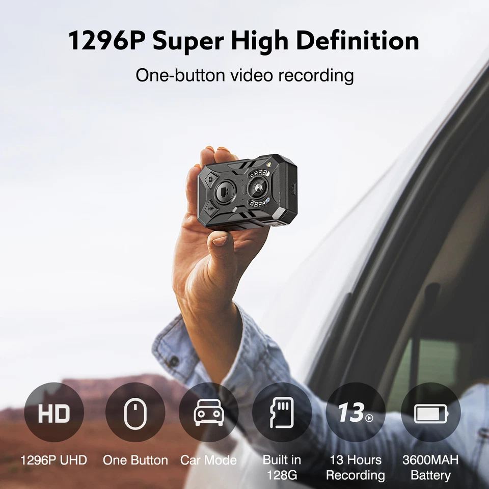 Body Camera With Audio Video Recorder Night Vision Body Worn Camera 128G 3600mAh - Image 3 of 4