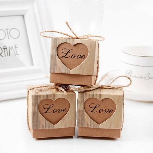 50pcs Kraft Papier Süßigkeiten Schokolade Geschenk Boxen Hochzeit Party Gunst - Bild 2 von 4