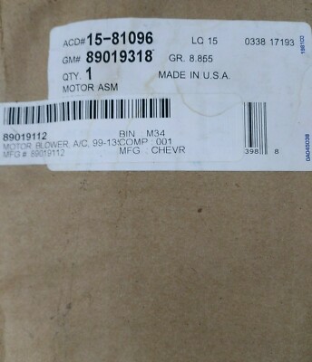 Genuine GM Blower Motor 89019318 15-81096 Fan Assembly | eBay 