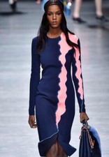 *VERSACE* Runway F/W 2016 Navy & Pink Panelled Dress  IT 42
